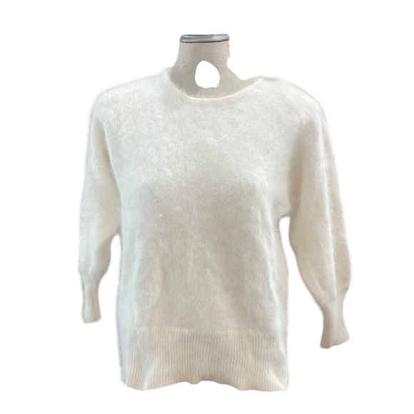 Vintage 80s white 80% angora sweater soft 3/4 sleeve...